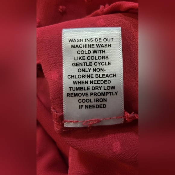 Elle - 3/4 Length Sleeves, Swiss Dots, Tie Neck, Sheer Blouse-Size  M - Picture 4 of 5